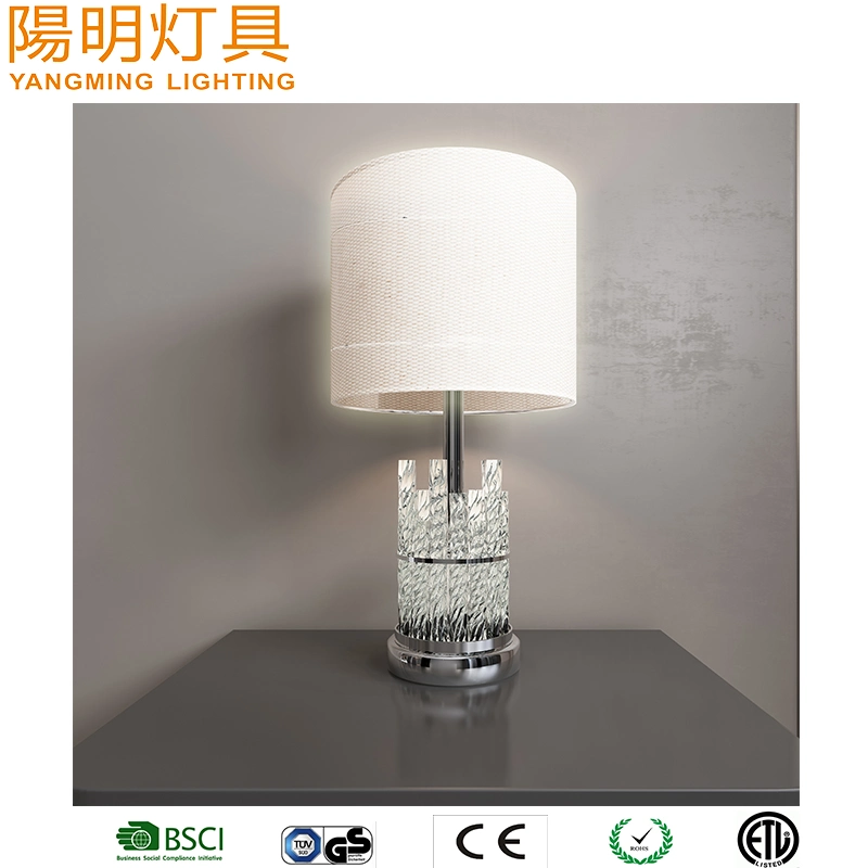Clear Glass Bar Desk Lamp Tiffany Fabric Shade Table Lamp for Hotel Decoration