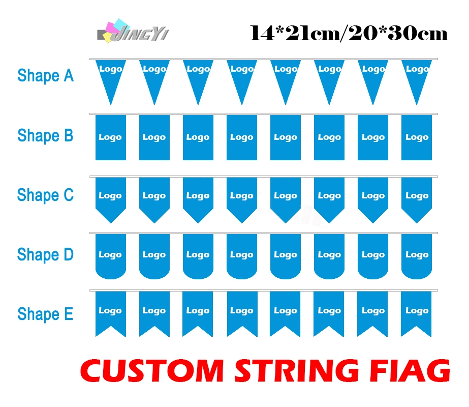 Custom Made Die Cut Shape PVC Vinyl Bunting String Pennant Flag Advertising Display Banner