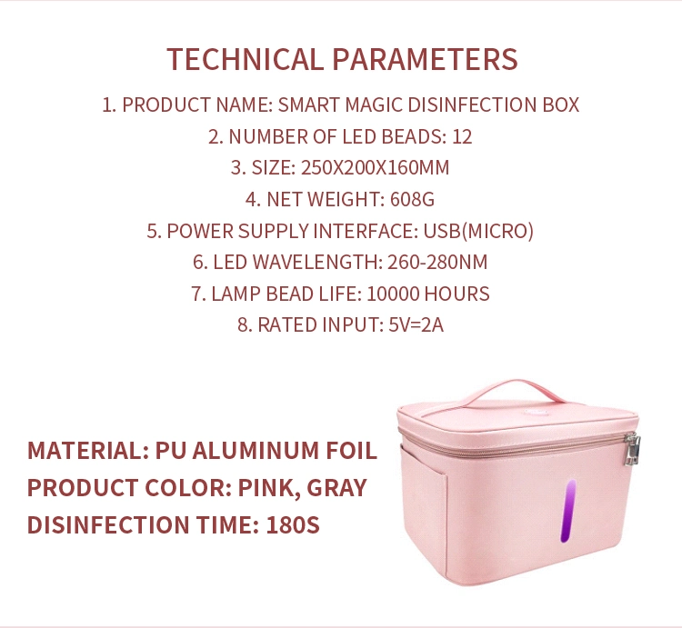 Portable Internal Reflective Material 360 Degree Illumination 180s Germicidal UV LED Lamps Sterilizer Bag