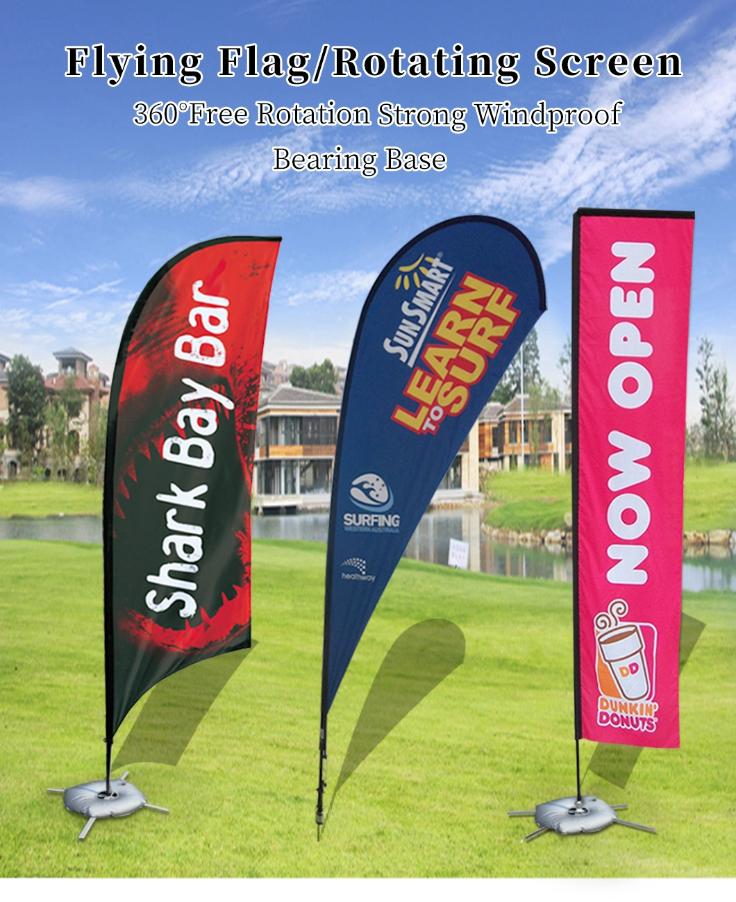 Custom Outdoor Advertising Feather Wind Banner Flag Trade Show Angled Flag Banner