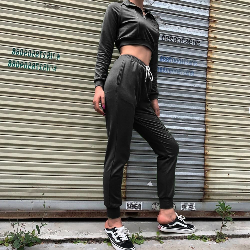 Women's Tracksuits Joggers and Crop Top 2 Piece Sports Set Sweatsuit Refelctive Sweatsuit
