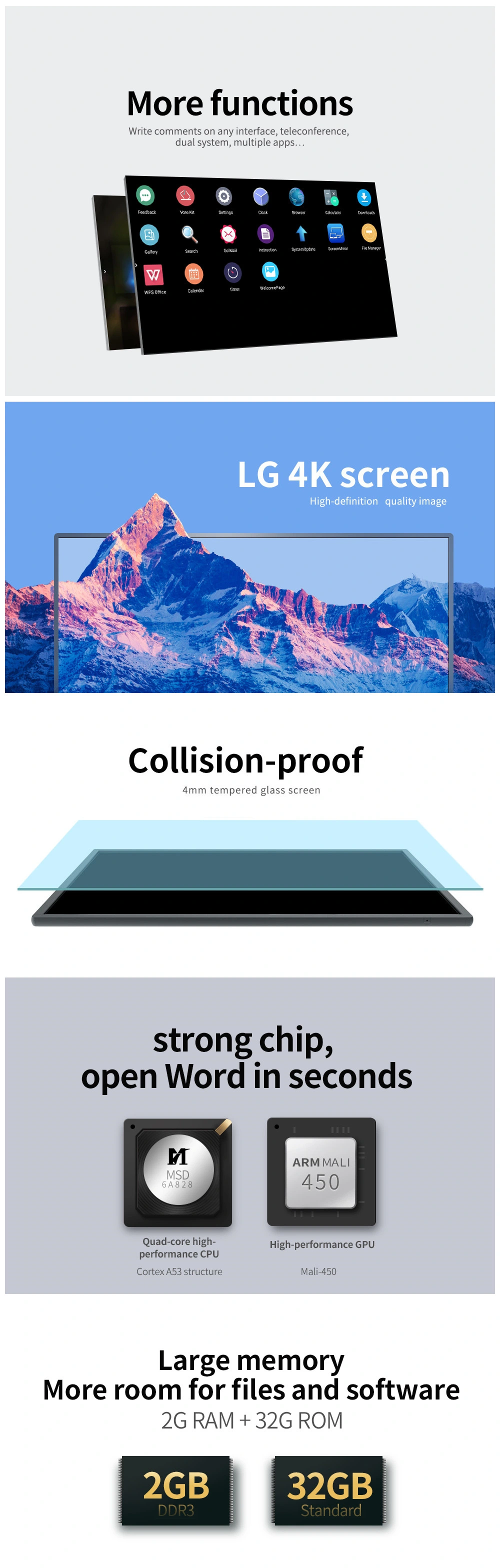 Infrared Touch Screen Smart Board Support Multi Writing Anti-Glare 4K 98