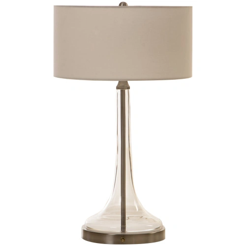 Modern Interior Decorative Glass Lamp and White Linen Fabric Shade Table Lamp for Guestroom