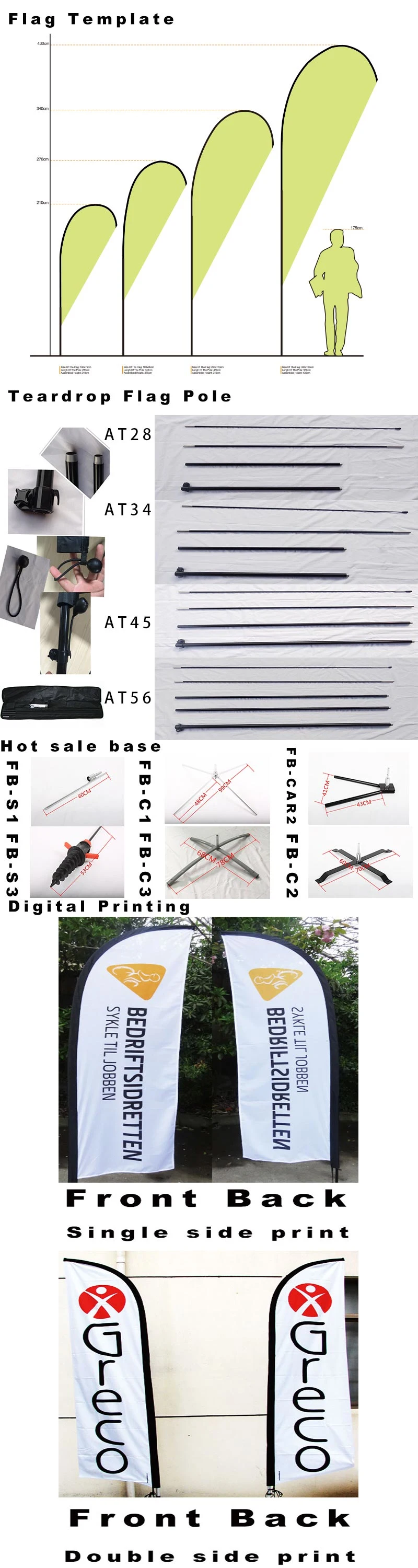 Exhibition Aluminium Double Side Printing Teardrop Banner/Flying Banner