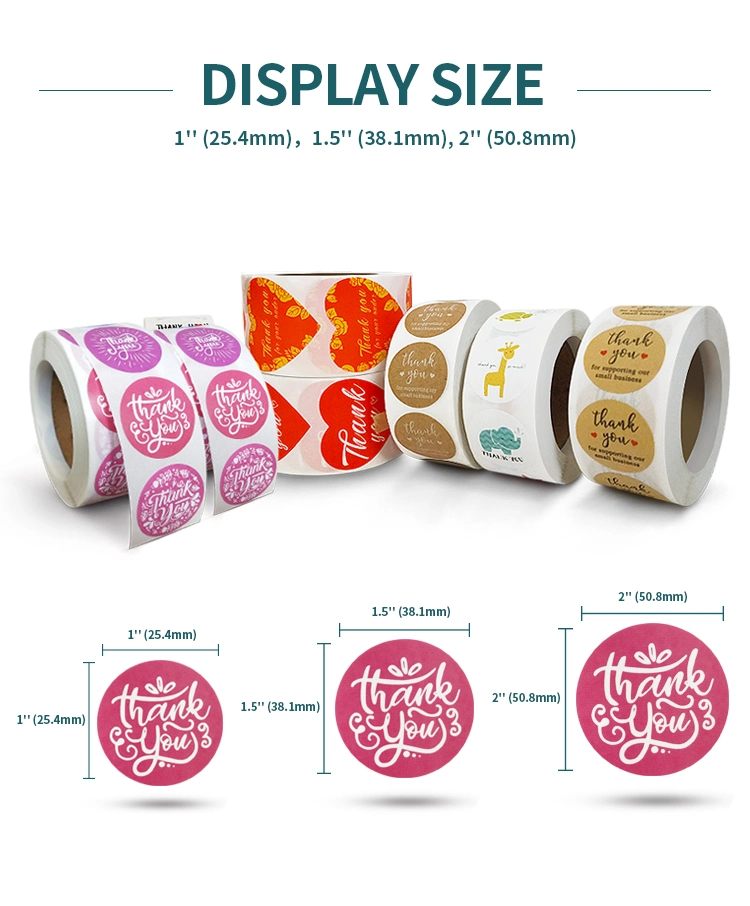 Custom Colorful Transparent Vinyl Roll Paper Sticker Thermal Label for Thank You