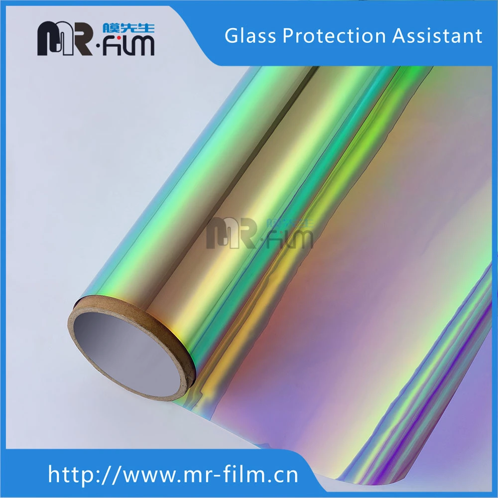 Colorful Effect Glass Wall Decorate Dichroic Film Building Glass Tint Films Photochromic Window Film