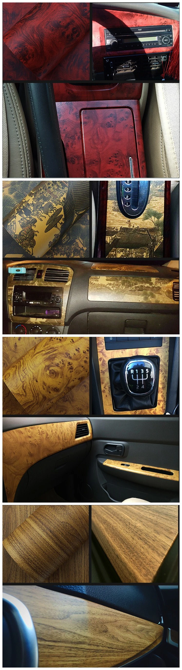 Wood Grain Car Vinyl Rolls Adhesive Decorative Paper for Furniture