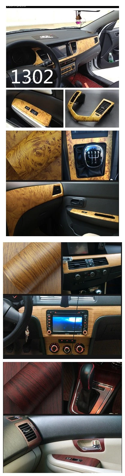 Wood Grain Car Vinyl Rolls Adhesive Decorative Paper for Furniture