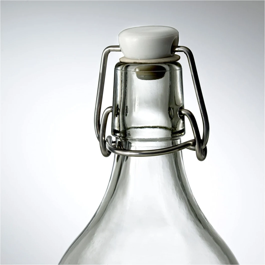 Clear Glass Bottle with Stopper, Swing Top Bottles for Oil, Vinegar, Beverages, Beer, Water, Kombucha