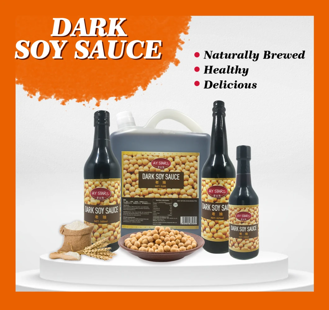 Guangdong Good Quality Soybean Low Salt 500ml Dark Soy Sauce