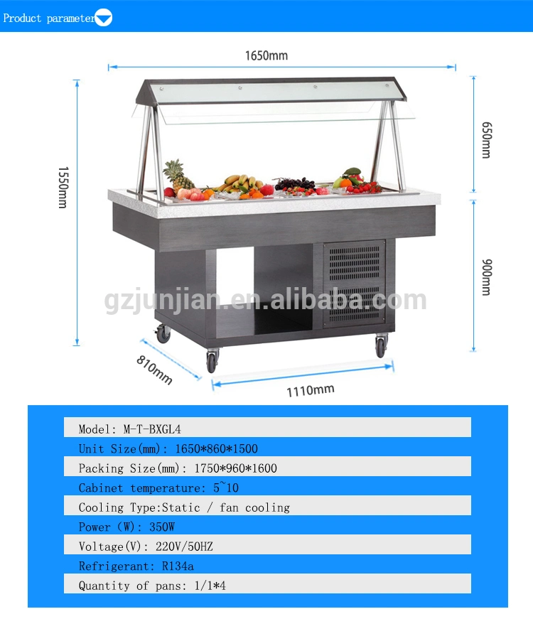Restaurant Salad Bar / Luxury Salad Bar Fridge / Salad Bar Cooler Guangzhou Manufacturers