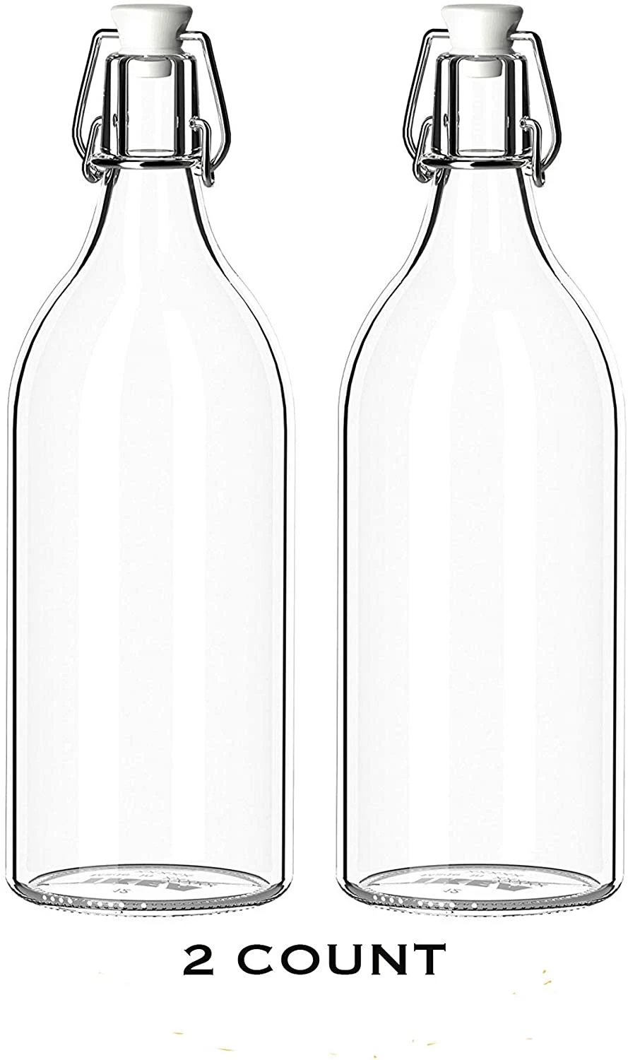 Clear Glass Bottle with Stopper, Swing Top Bottles for Oil, Vinegar, Beverages, Beer, Water, Kombucha