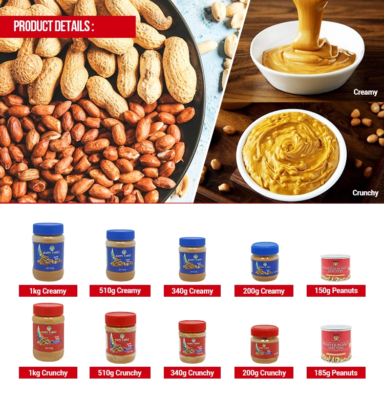 1kg Low Price Natural No Sugar Crunchy Family Bulk Peanut Butter