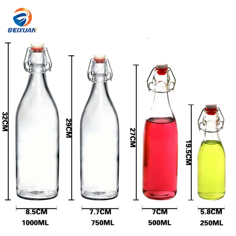 1000ml Round Wine Bottles Sealed with Buckle Oil Vinegar Glass Bottle