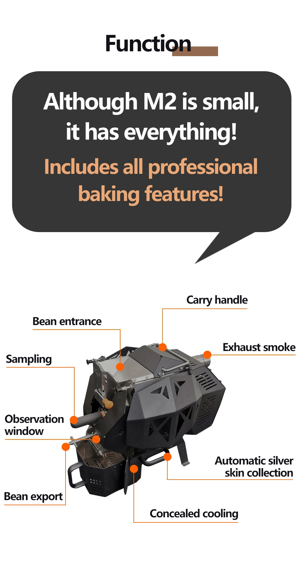 Home Coffee Roaster Automatic Hot Air Coffee Roaster Non-Stick Coffee Bean Roaster for Grains