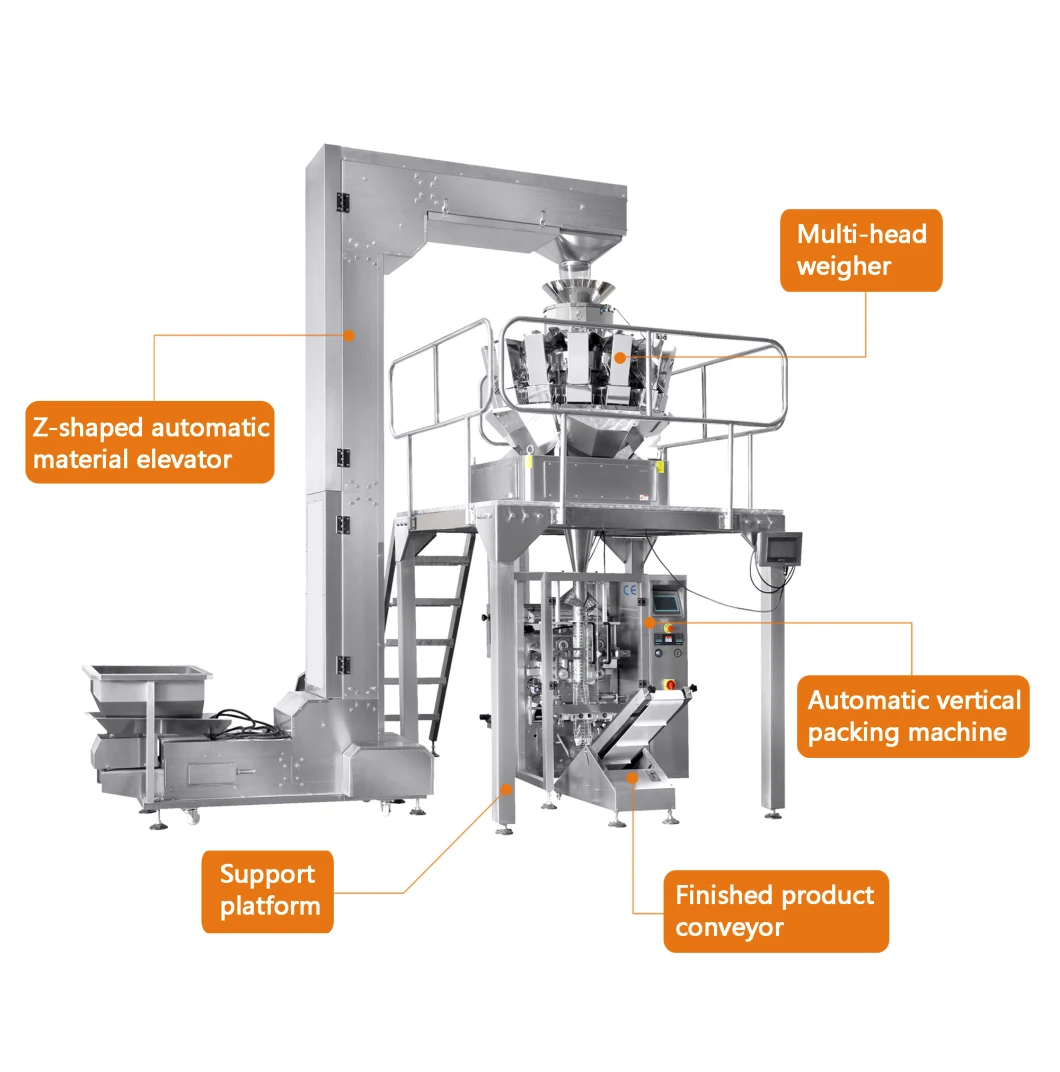 Jujube Automatic Feeding Packaging Machine Multi Head Electronic Scale Vertical Packaging Machine Automatic Particle Packaging Equipment