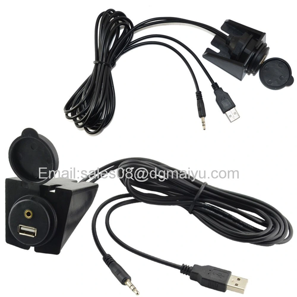 2 Meters Length USB & 3.5mm Aux Extension Flush Mount 6.5 Feet Audio Cable
