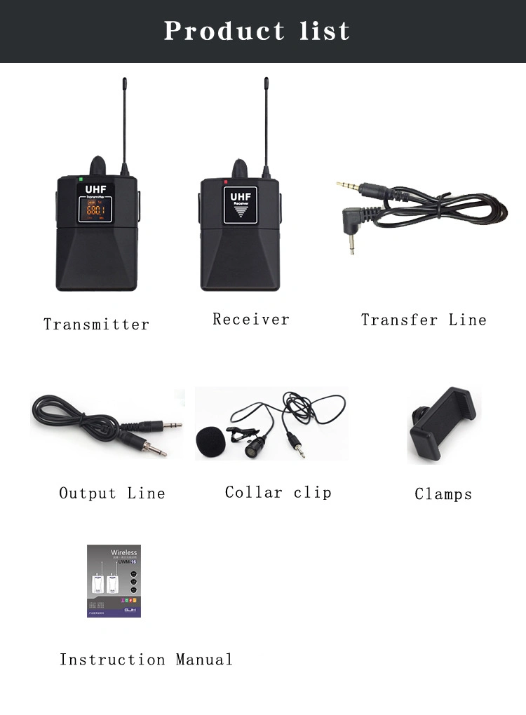UHF Wireless Lavalier Microphone Recording Clip Lapel Microphone for Volg Camera Smartphone Laptop PC