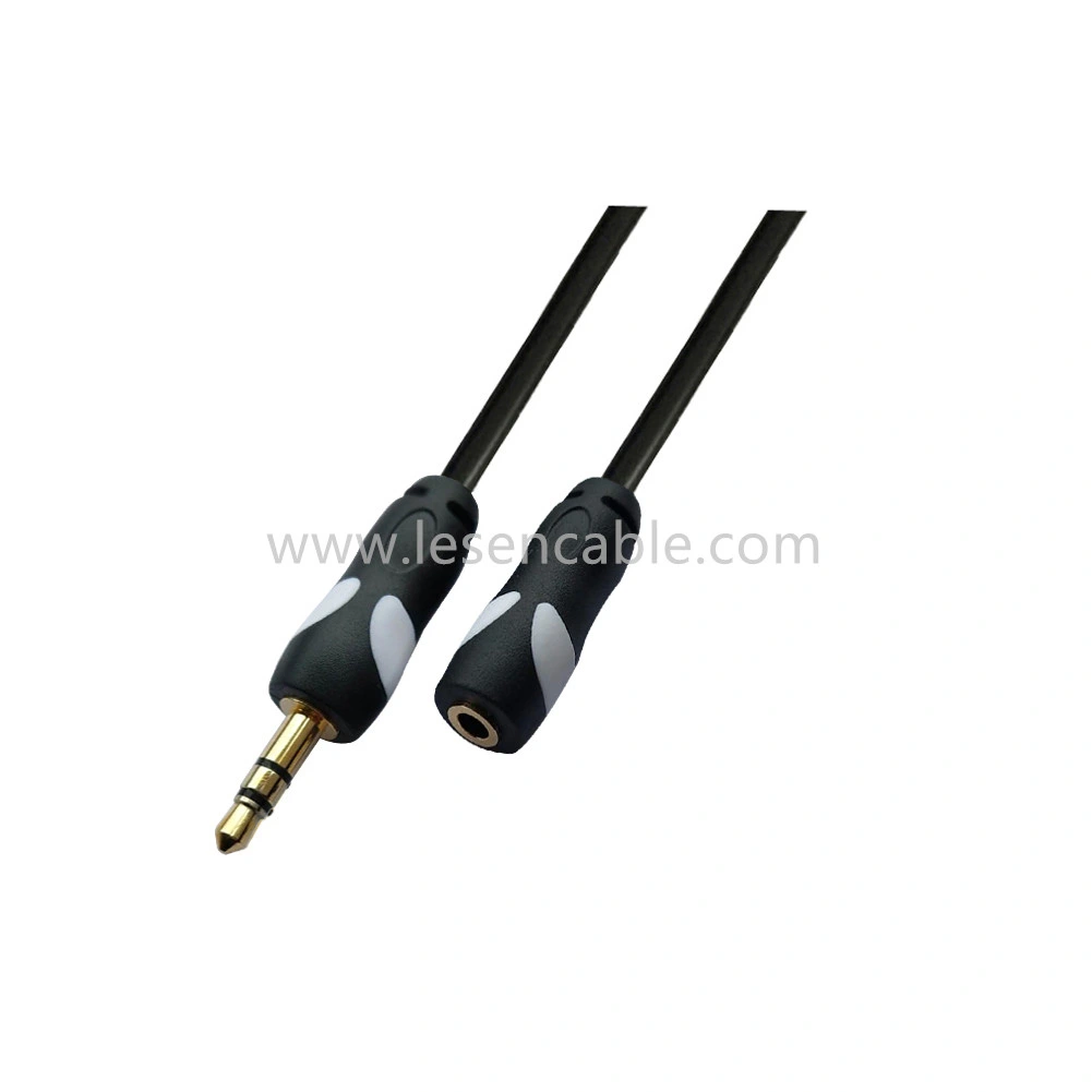Stereo Audio Cable, 3.5mm Stereo Male Right Angle Plug to 3.5mm Stereo Female Plug