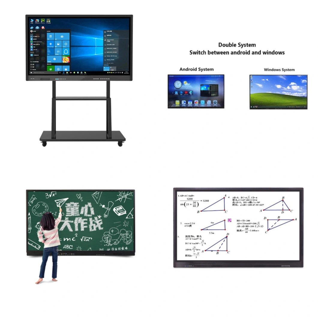 4K UHD All in One Infrared Electronic Multi Touch Screen Interactive Whiteboard with Camera Microphone Both for Video Conference Meeting & Education
