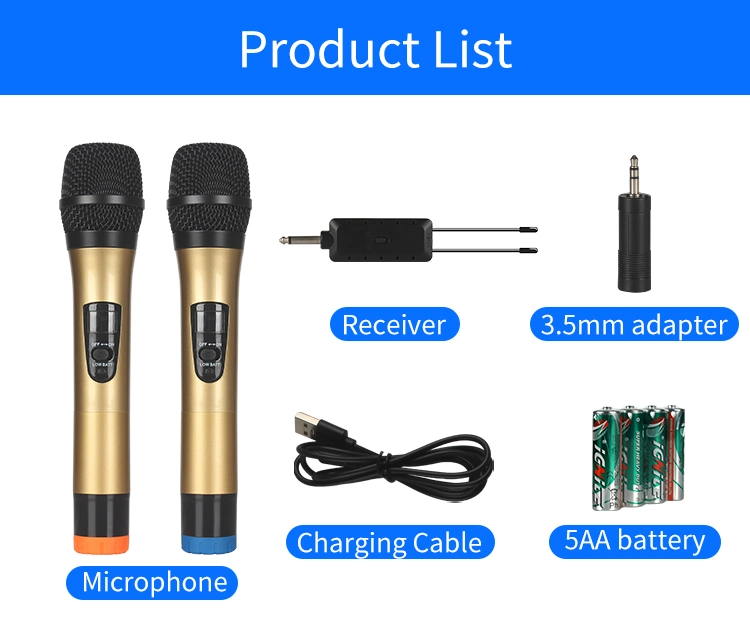 Cordless Karaoke Microphone Professional Wireless Microphone Handheld for KTV DJ Singing Portable Speaker Interview