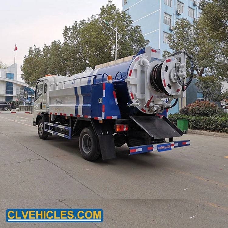Sinotruk 4X2 5000L Sewer Vacuum Trucks Sewer Flushing and Suction Truck