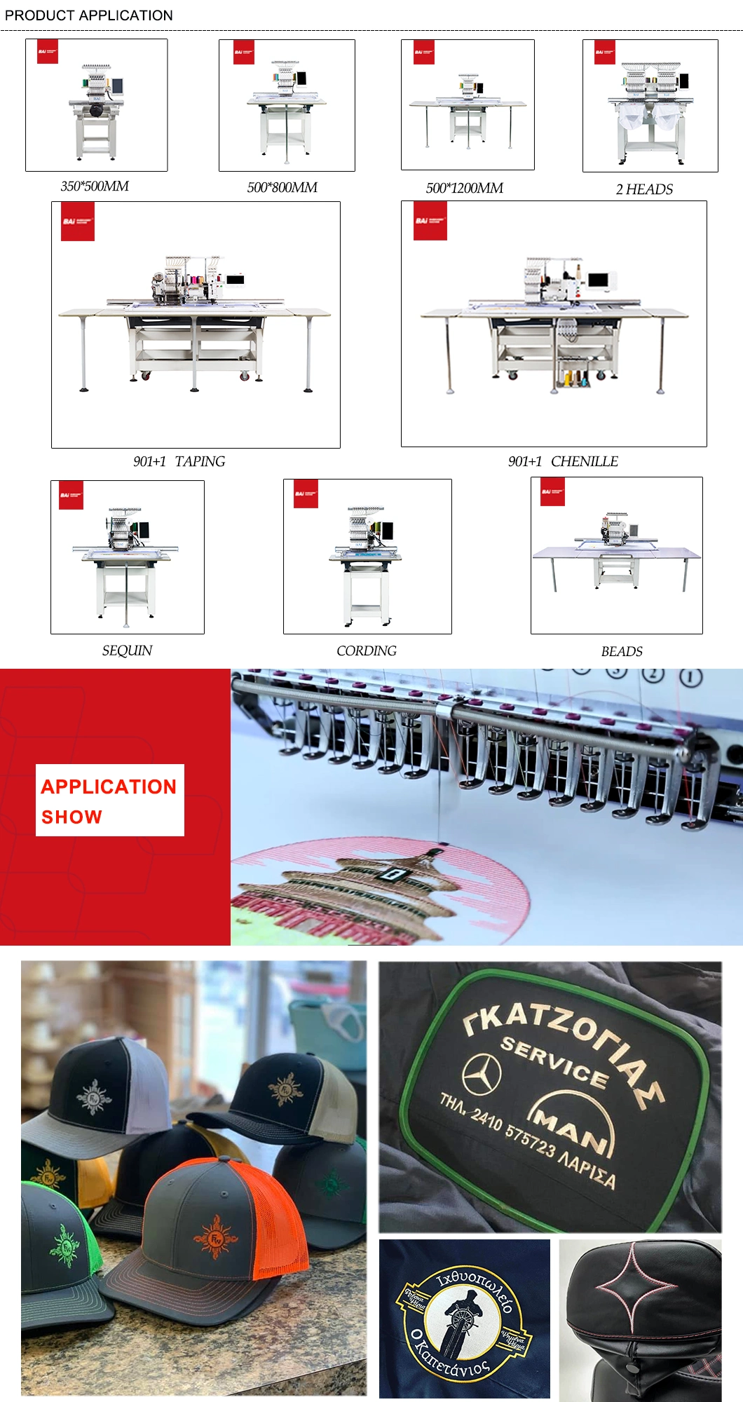 Bai Computerized Operation 500*800mm Big Area Flatbed Embroidery Machine for Small Business