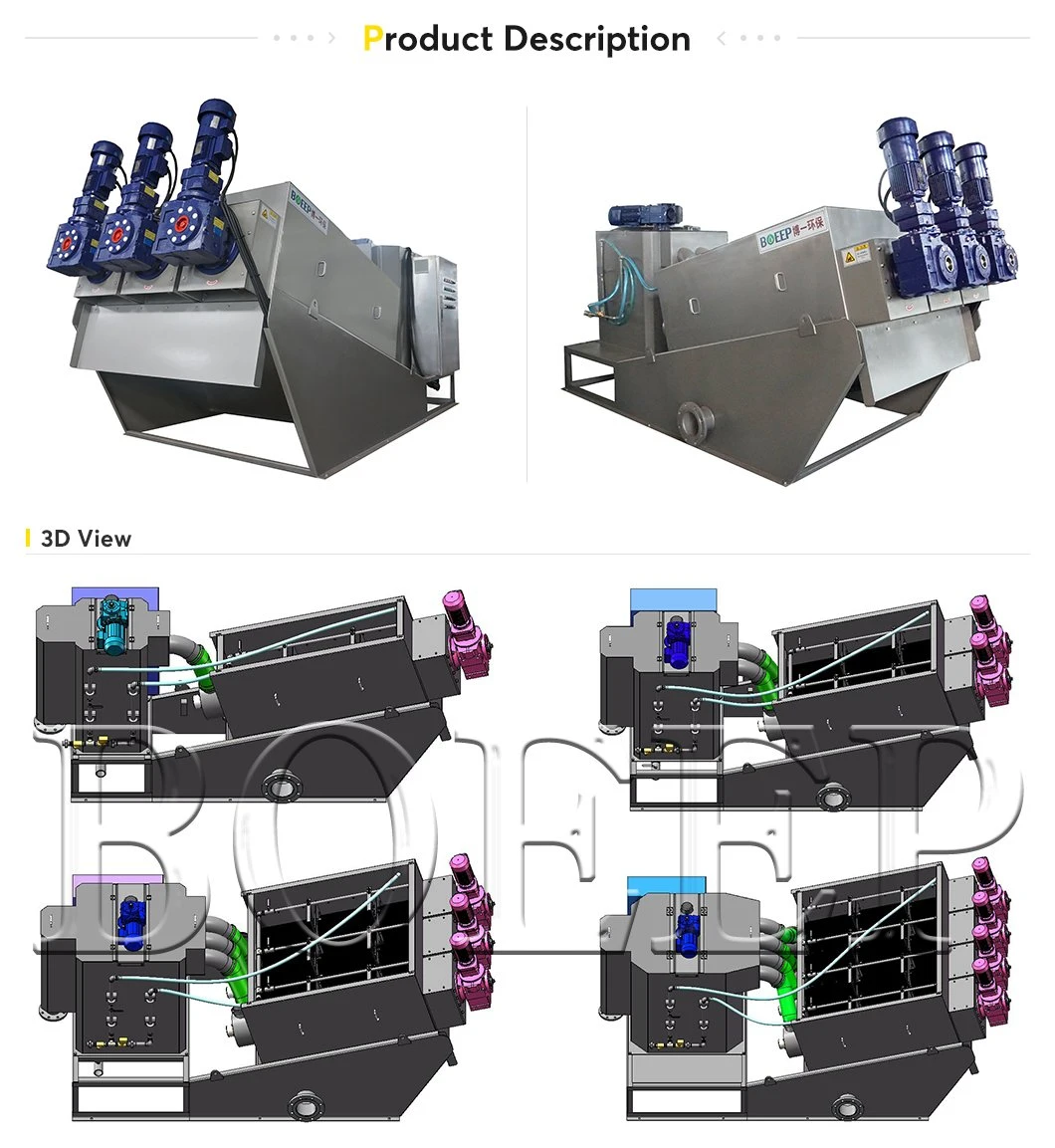 24 Hours Automatic Running Automatic Screw Press Sludge Separation Machine for Sewage Treatment