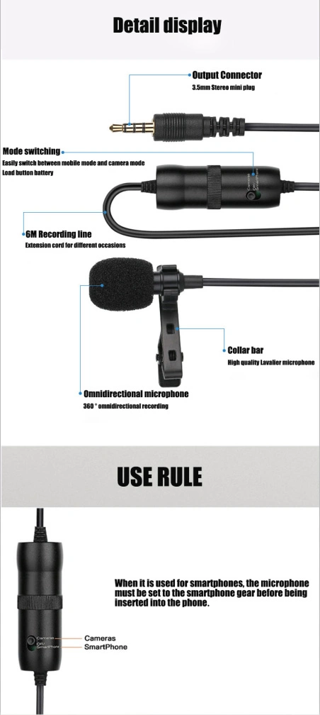 Hot Sale High Sensitivity Lavalier Microphone for Photography and Vlog