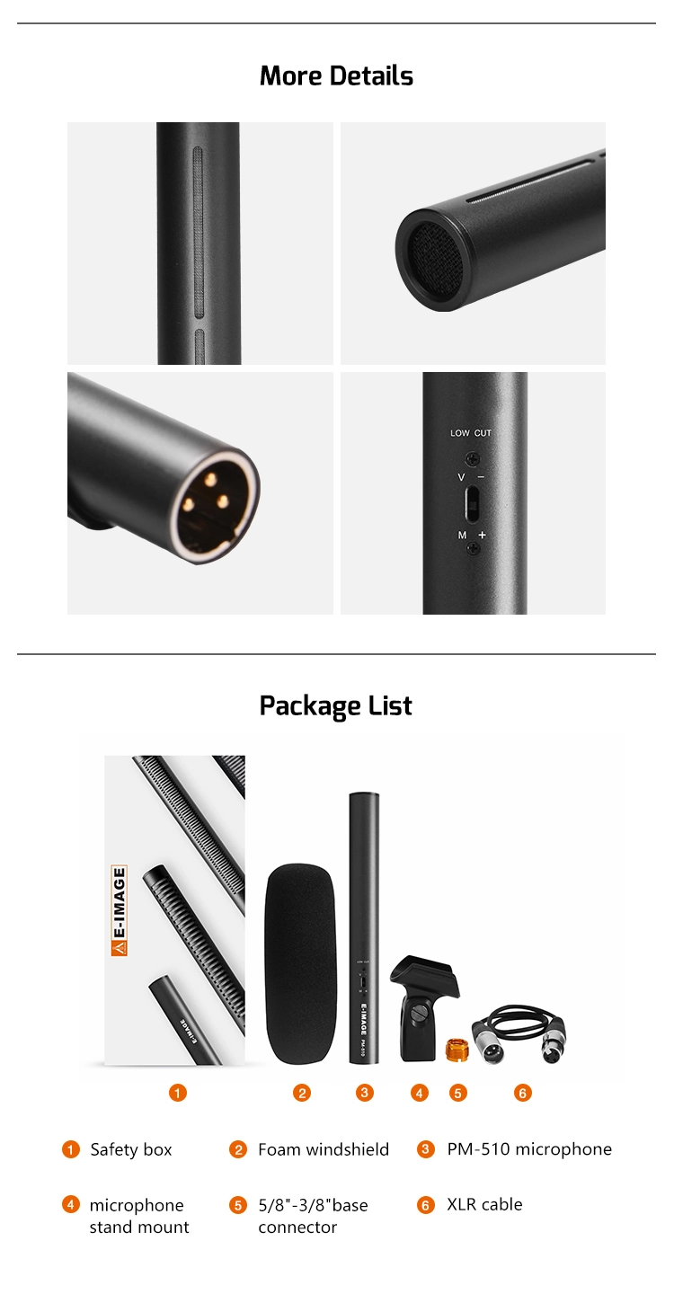 E-Image Super-Cardioid Directional All Metal Professional Condenser Shotgun Microphone (PM-510)