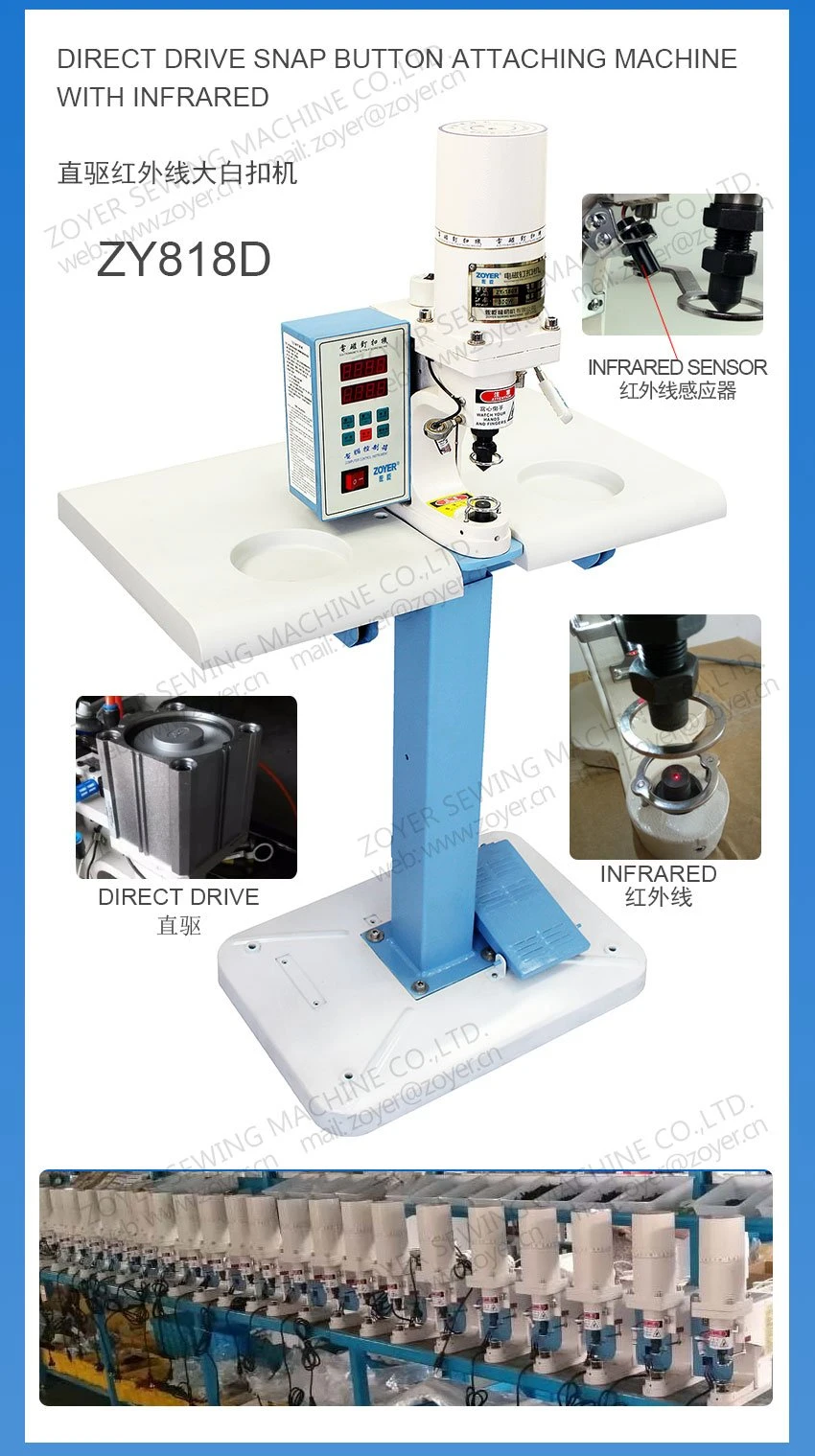 Zy828d Automatic Direct Drive Snap Button Attaching Machine with Infrared