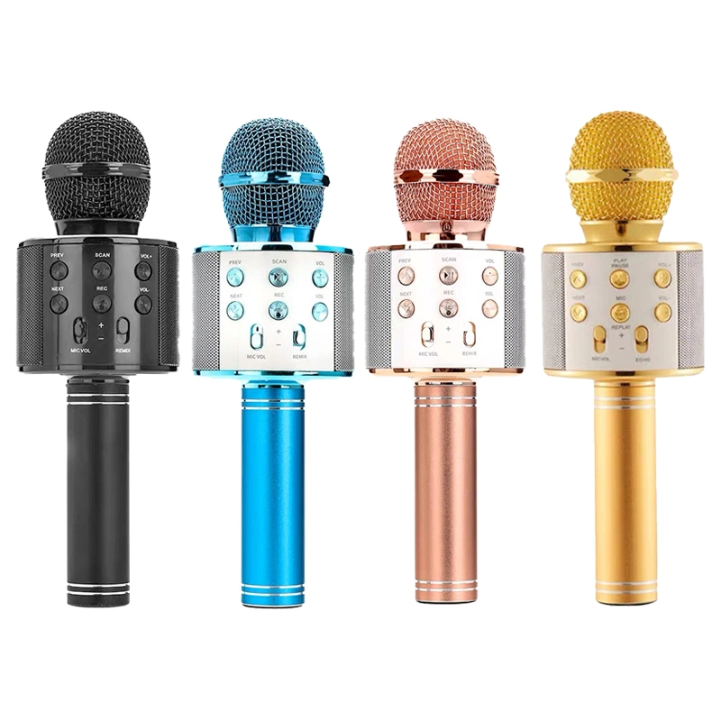 Electroplated Color Portable Bluetooth Karaoke Microphone Home KTV Handheld Recording Wireless Professional Microphone Speaker