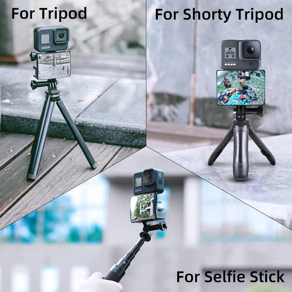 All in 1 Gopro Vlogging Camera Kit with Tripod, Selfie Mirror, LED Light and Microphone for Gopro Camera