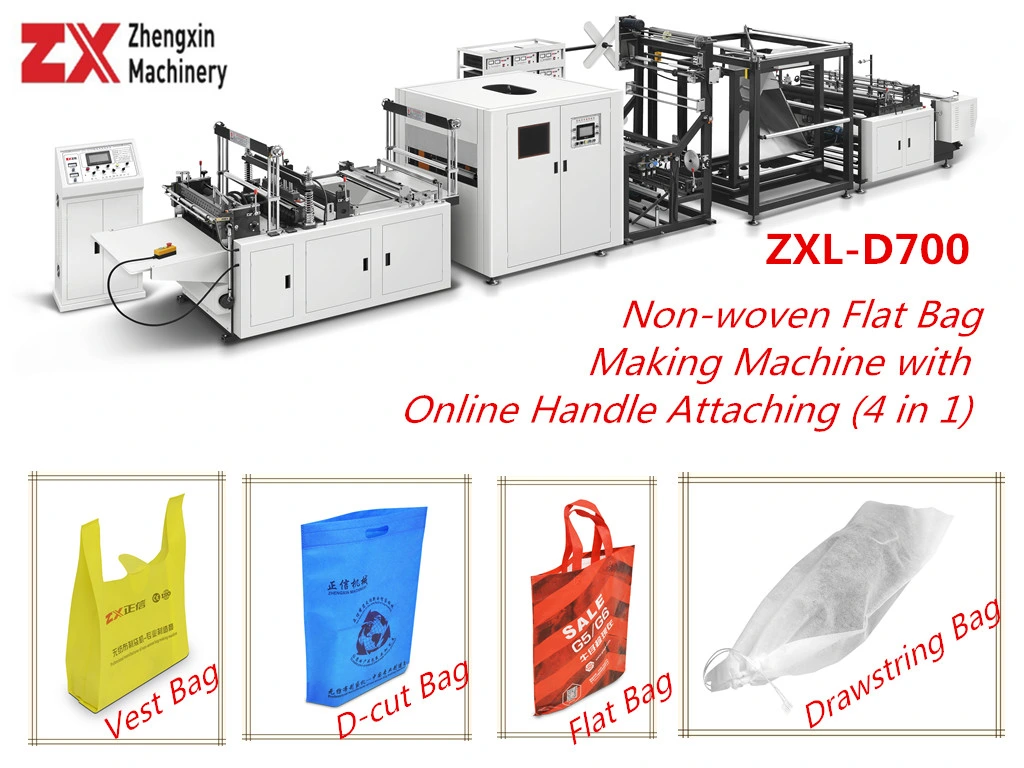 Automatic Nonwoven Flat Bag Making Machine with Online Handle Attaching