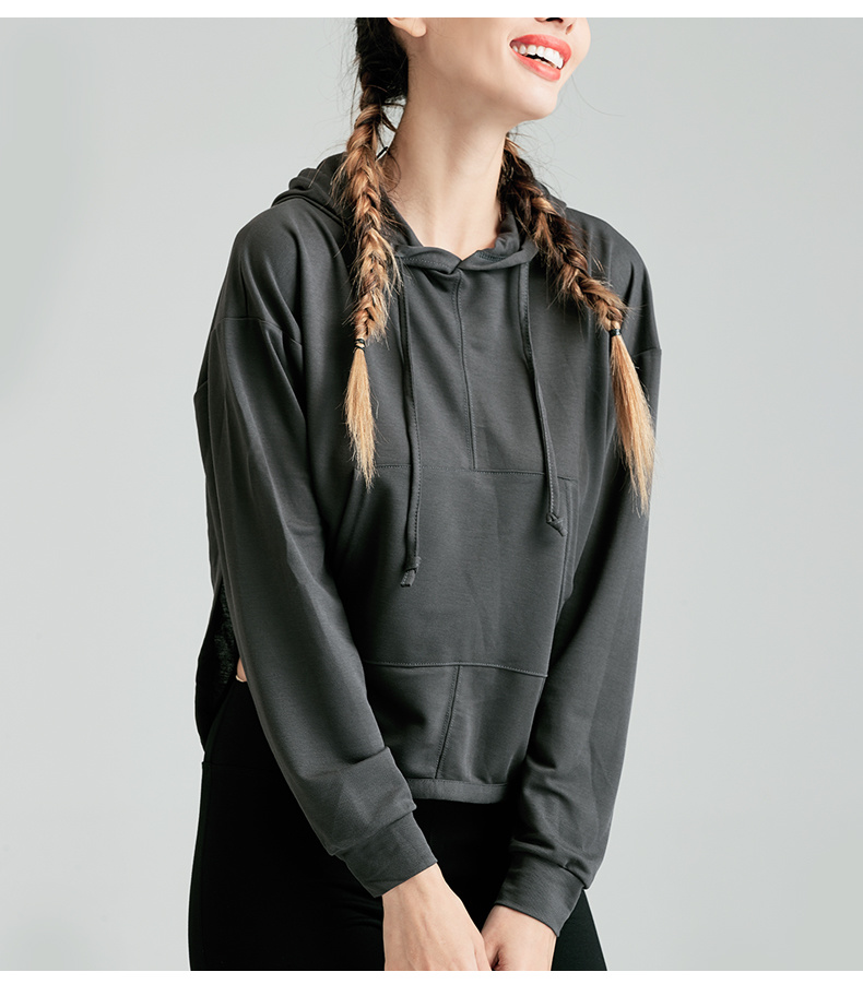 Yoga Hoody with Pocket Hollow out Back Hoodie