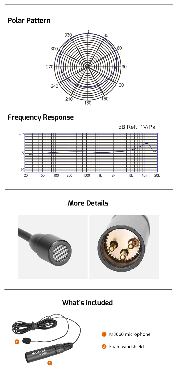 E-Iamge Professional Omni Directional Lavalier Condenser Microphone (M-3060)