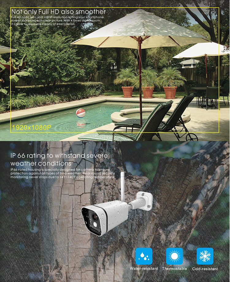 WiFi CCTV Camera Outdoor IP67 Motion Detection Mic Built in Bullet WiFi IP Camera