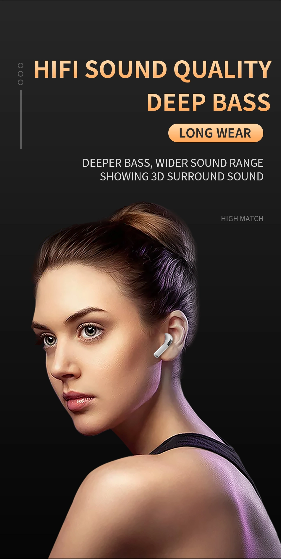 Bluetooth Headset with Microphone Tws PRO6 Earbuds Noise Reduction Running Earpieces for Xiaomi Huawei iPhone