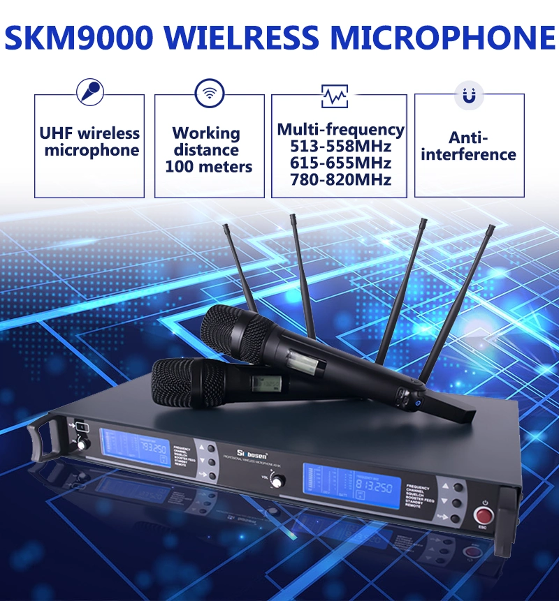 Hot Sale Wireless Communication and Karaoke Microphone Use UHF Wireless Microphone Skm9000