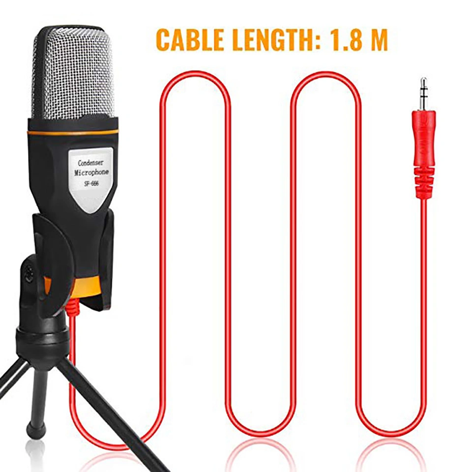 Condenser Microphone 3.5mm Plug Home Stereo Mic Desktop Tripod for PC Youtube Video Skype Chatting Gaming Podcast Recording