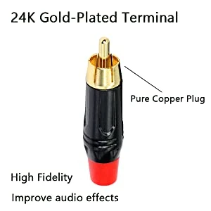 RCA Female Plug 24K Gold Plated Speaker RCA Jack Adapter Audio Cable Adapter Soldering
