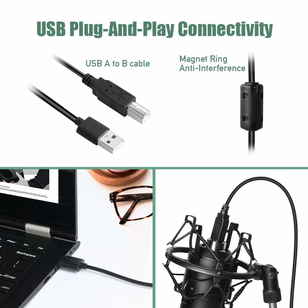 Wholesale Factory Table Stand Microphone Gaming Condenser Mic with USB Voice Recording Microphone