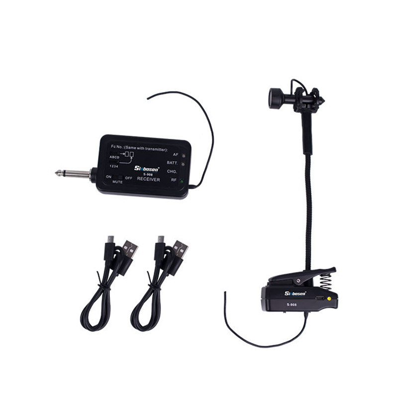 Clip-on Microphone S-908 UHF Wireless Microphone Sound Studio Microphone for Trumpet Musical Instrument