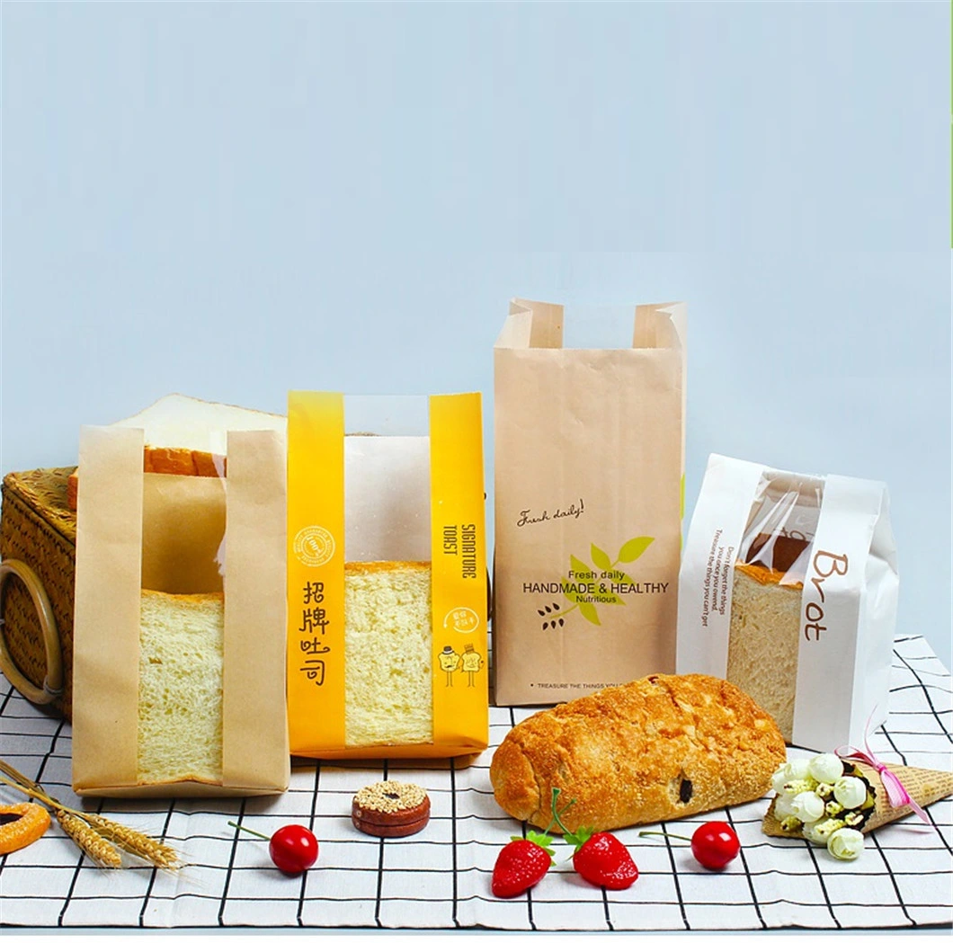 Full Automatic High Speed Flat V Bottom Bread Paper Bag Making Machinery with Printing Online