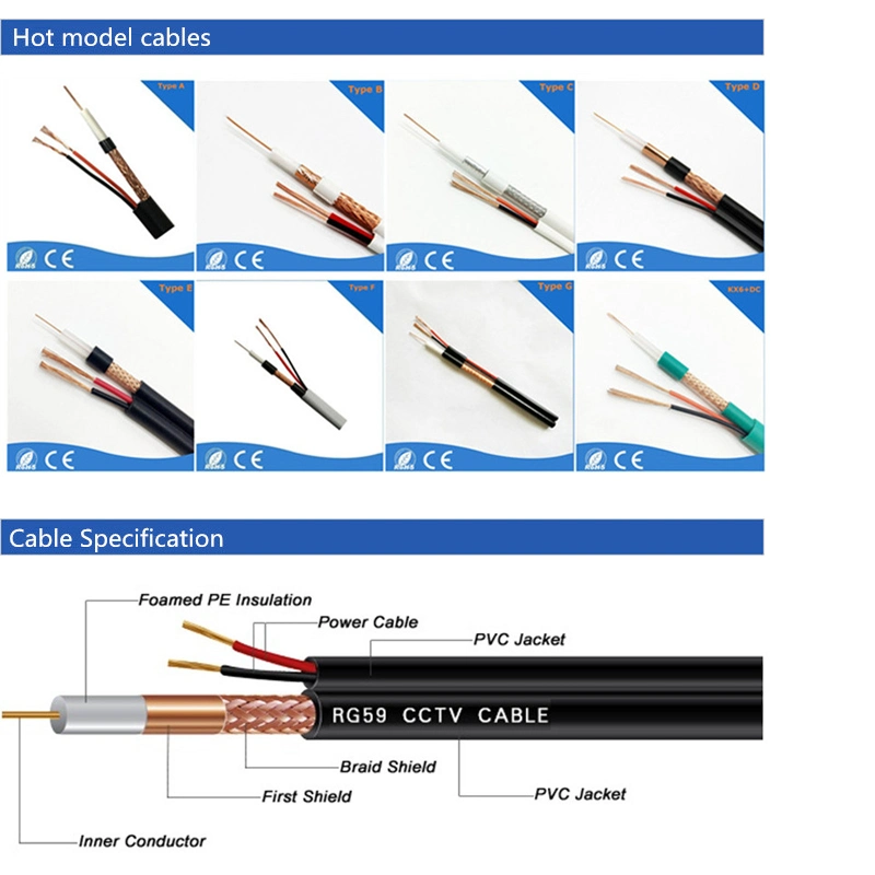 Digital Communication Cable Rg59+2c Power Cable CCTV/CATV Satellite System Camera Cable