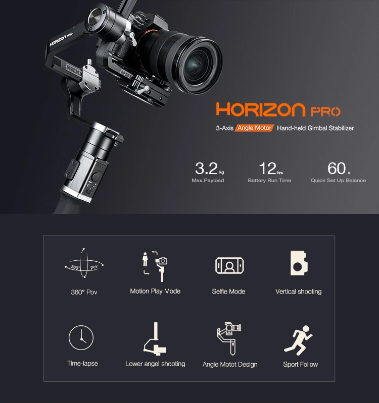 E-Image 3-Axis Angle Motor Hand-Held DSLR Camera Gimbal Stabilizer (Horizon PRO)