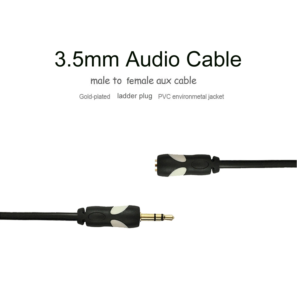 Stereo Audio Cable, 3.5mm Stereo Male Right Angle Plug to 3.5mm Stereo Female Plug