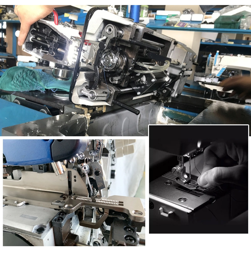 8-Needle Flat Bed Double Chain Stitch Sewing Machine, with Puller for Waistband