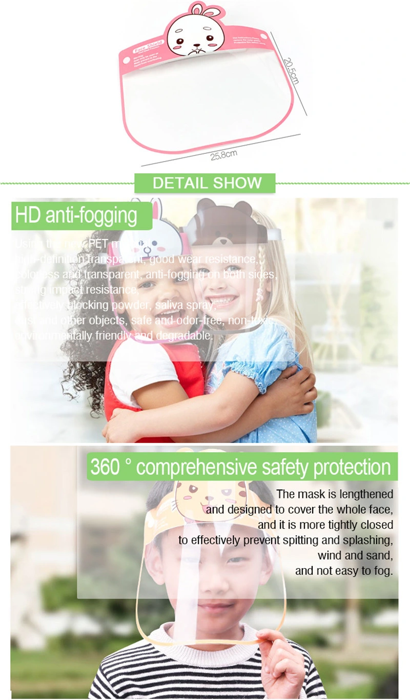 Wholesale Pet Kids Face Shield Visors Protective Shield Cartoon Design Ready to Ship Children Kids Protective Mask Pet Face Shield Comfortable Foam Face Shield