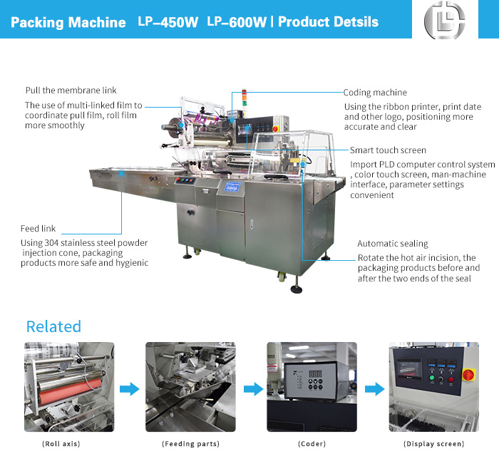 Full Automatic Cake Bread String Cheese Vegetable Fresh Film Packing Machine